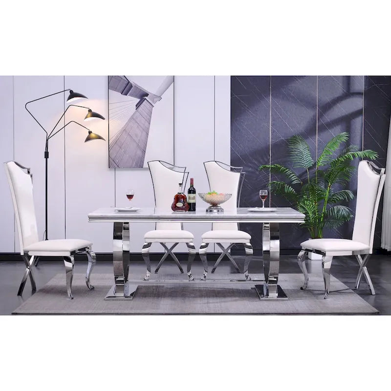Luxus-Esszimmertisch mit polierter Metallkreis-Basis - 72 Inch
