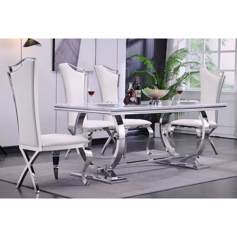 Luxus-Esszimmertisch mit polierter Metallkreis-Basis - 72 Inch