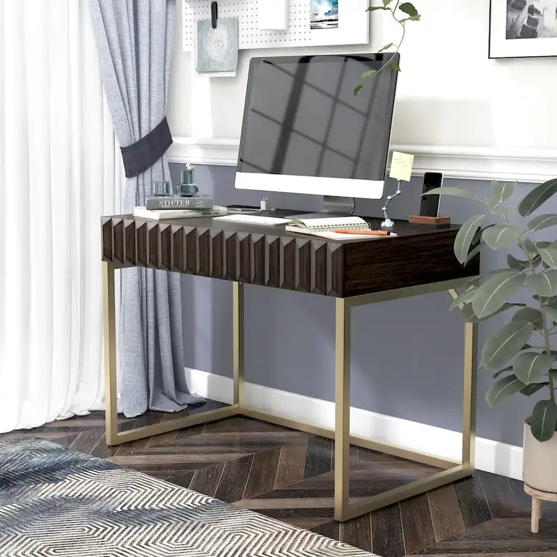 Scrivania moderna in metallo da 42 pollici per computer con porte USB di