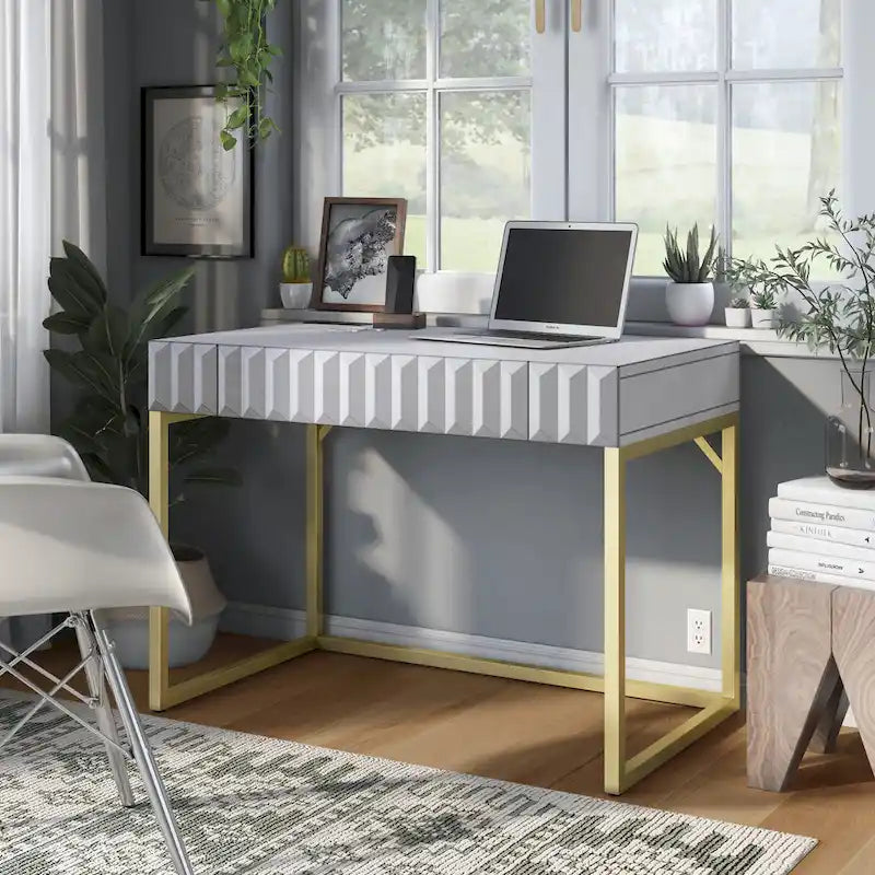 Scrivania moderna in metallo da 42 pollici per computer con porte USB di