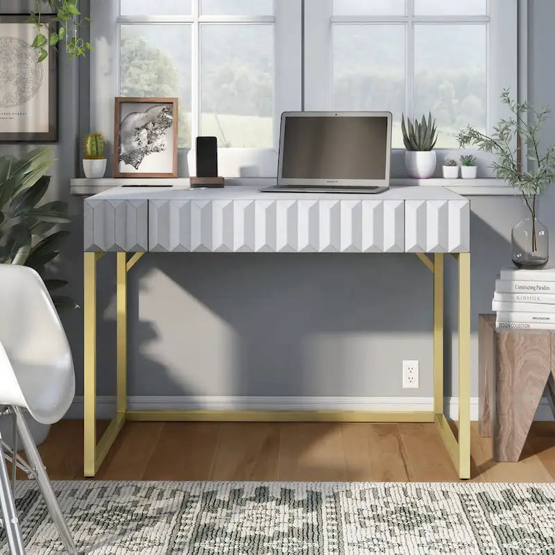 Scrivania moderna in metallo da 42 pollici per computer con porte USB di