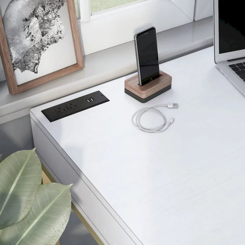 Scrivania moderna in metallo da 42 pollici per computer con porte USB di