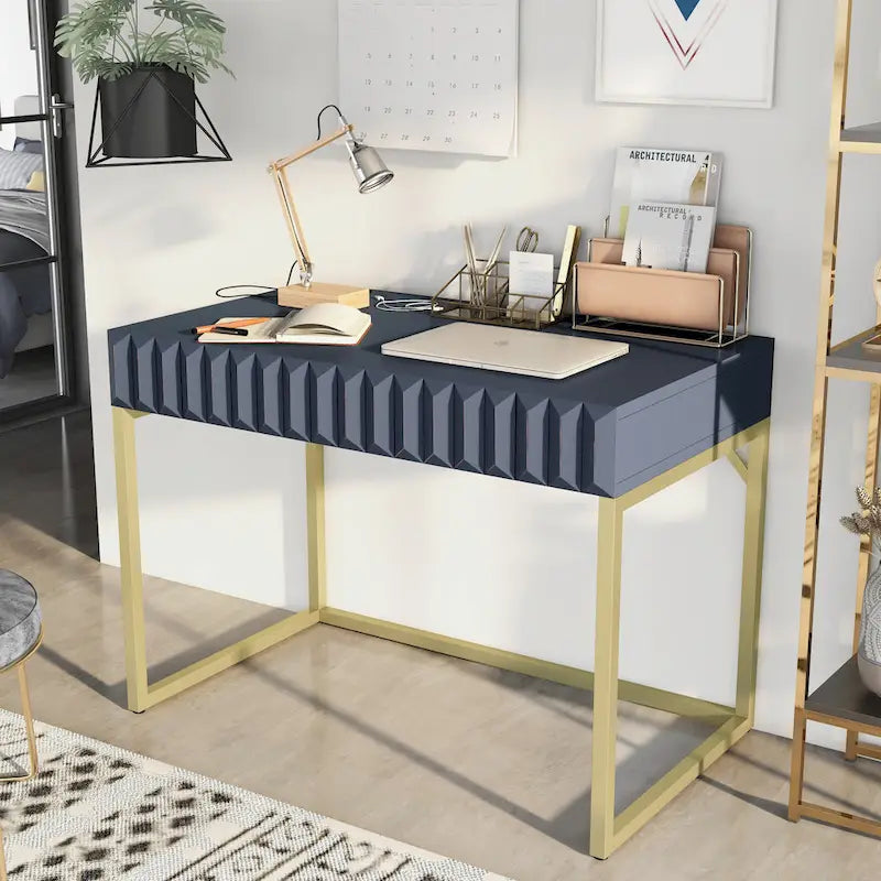 Scrivania moderna in metallo da 42 pollici per computer con porte USB di