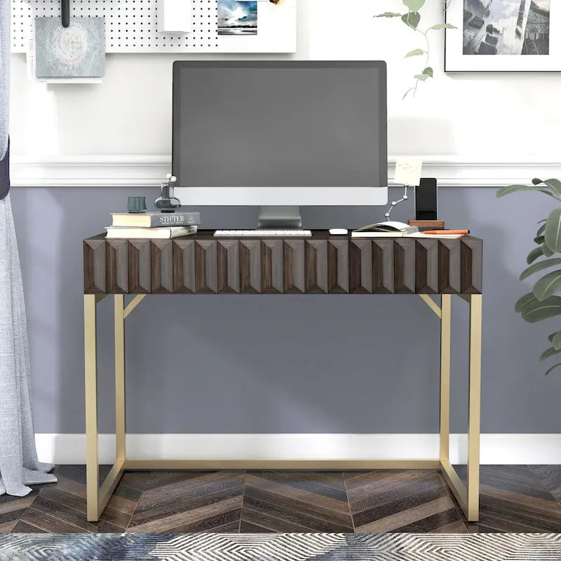 Scrivania moderna in metallo da 42 pollici per computer con porte USB di