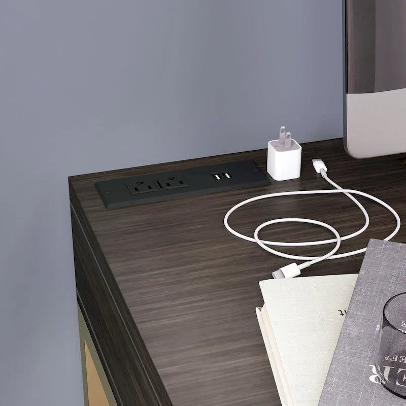 Scrivania moderna in metallo da 42 pollici per computer con porte USB di