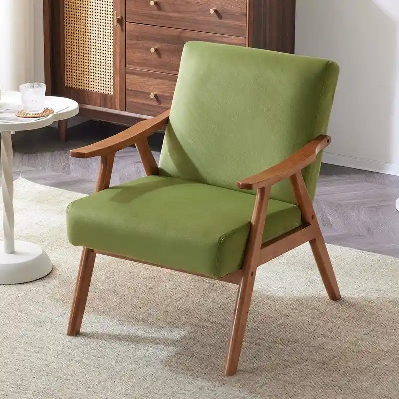 Fauteuil lounge rembourré rétro moderne du milieu du siècle, fauteuil d'appoint en tissu avec cadre en bois robuste