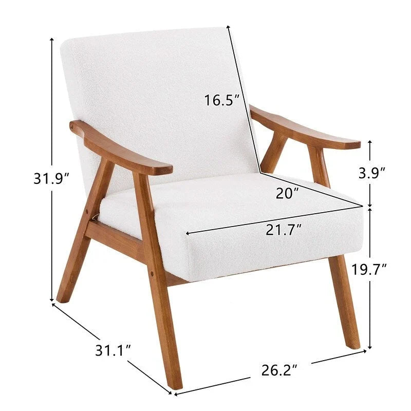 Fauteuil lounge rembourré rétro moderne du milieu du siècle, fauteuil d'appoint en tissu avec cadre en bois robuste