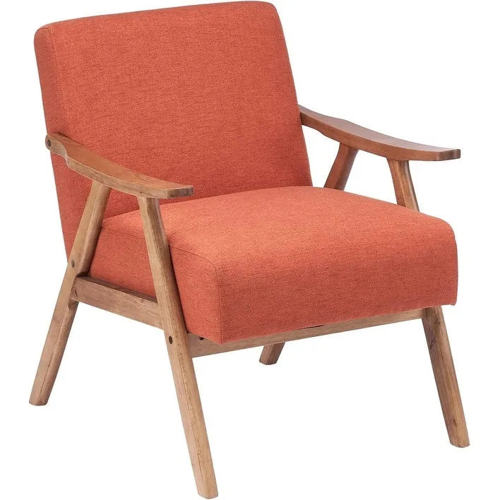 Fauteuil lounge rembourré rétro moderne du milieu du siècle, fauteuil d'appoint en tissu avec cadre en bois robuste