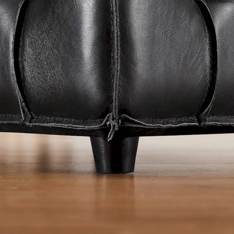 Quadratischer Ottoman-Pouf aus Vollnarbenleder