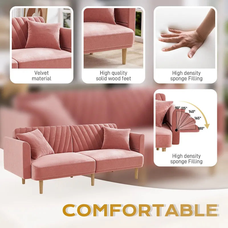 Gepolsterter, getufteter, wandelbarer Futon-Schlafsofa mit klappbarer Armlehne