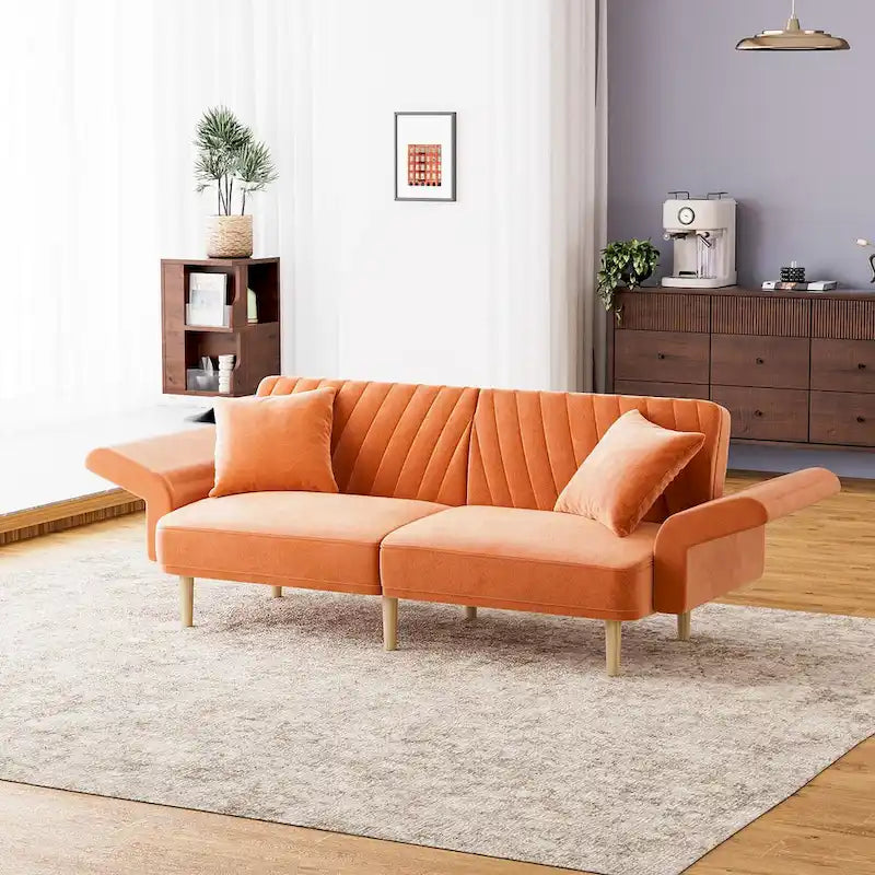 Gepolsterter, getufteter, wandelbarer Futon-Schlafsofa mit klappbarer Armlehne