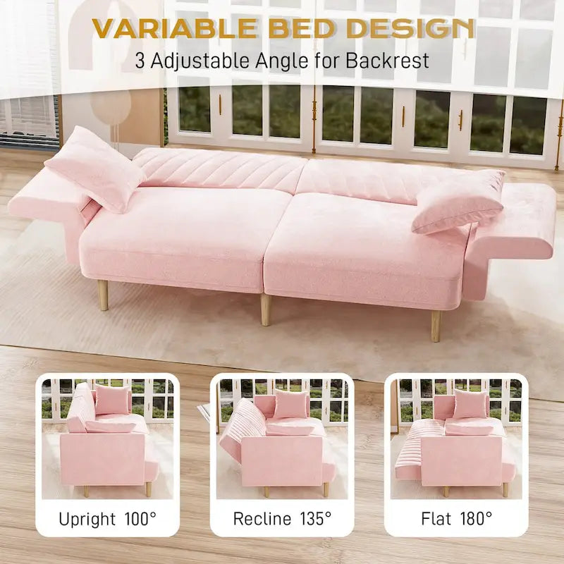 Gepolsterter, getufteter, wandelbarer Futon-Schlafsofa mit klappbarer Armlehne