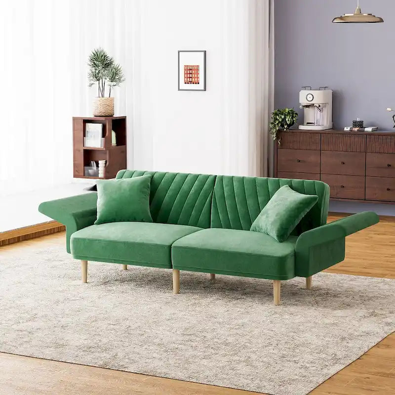 Gepolsterter, getufteter, wandelbarer Futon-Schlafsofa mit klappbarer Armlehne