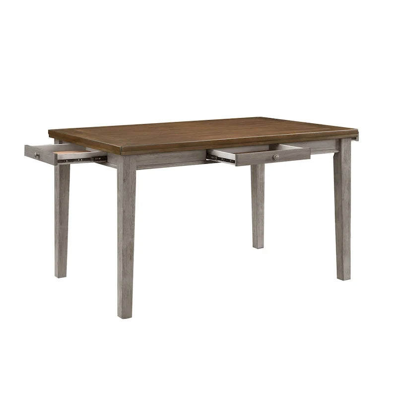 Mesa de 36 pulgadas de altura de encimera, para 6 personas, 4 cajones, marrón cereza y gris