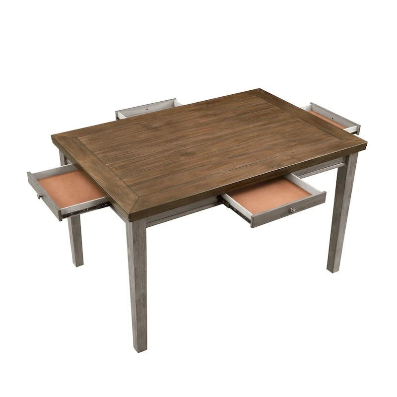 Mesa de 36 pulgadas de altura de encimera, para 6 personas, 4 cajones, marrón cereza y gris