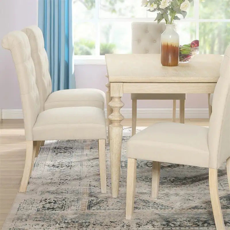 Esstisch im Urban Style mit weißem Finish, Drahtdetails und gedrechselten Beinen